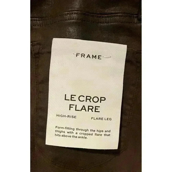 New FRAME Le Crop Flare Brown Espresso Coated Jeans Size 30 - Picture 11 of 11